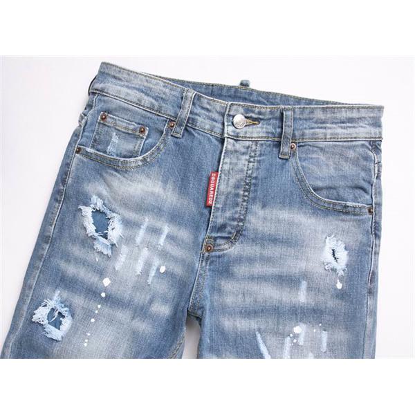  ディースクエアード ライトブルー ダメージ スプラッシュ デニムパンツ DSQUARED2 スーパーコピー 秋冬 トレンド