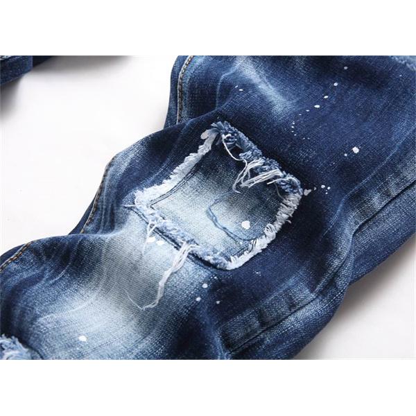 ディープブルー ダメージパッチ スプラッシュ デニムパンツ ディースクエアード DSQUARED2 コピー 秋冬 定番