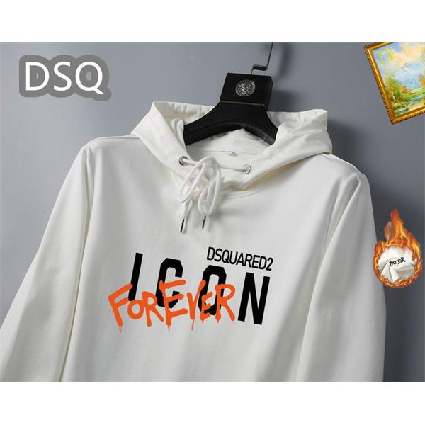 ホワイト フリース裏起毛 ロゴプリント パーカー ディースクエアード DSQUARED2 コピー 秋冬 温かさ 定番