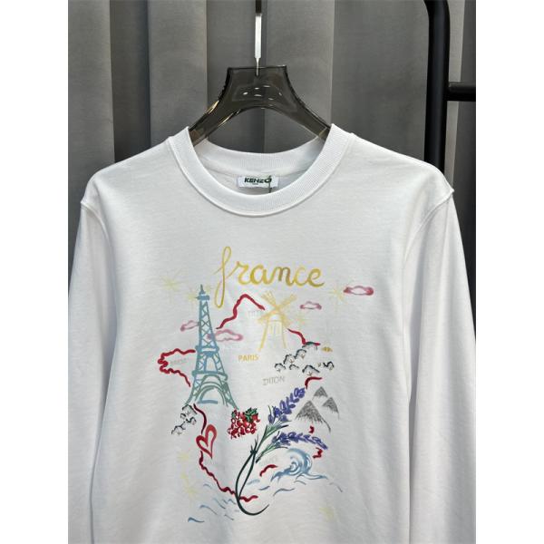 ブラック フランスモチーフカラフルプリント パーカー ケンゾー KENZO コピー 秋冬 トレンド 人気