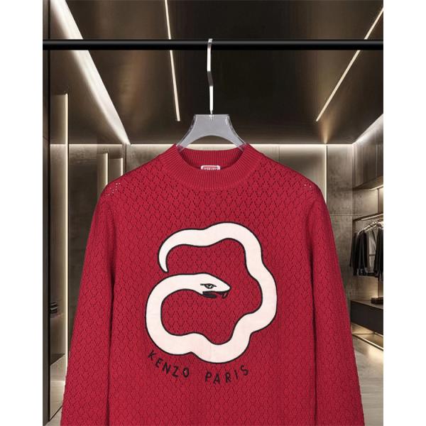 レッド 蛇×花柄アイコンブランドプリント セーター ケンゾー KENZO コピー 秋冬 着心地抜群 注目