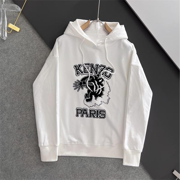 ケンゾー ホワイト 虎柄×ロゴダイナミックプリント パーカー KENZO コピー 秋冬 プレミアム トレンド