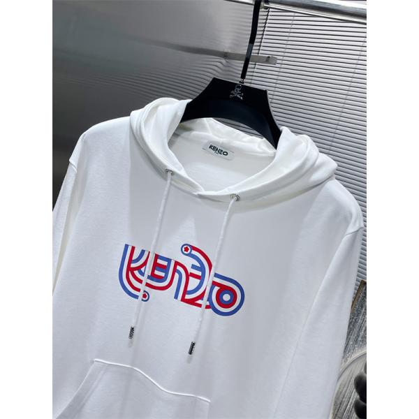 ホワイト レッド&ブルー ロゴプリント パーカー ケンゾー  KENZO 偽物 秋冬 クリーン モダンな 注目