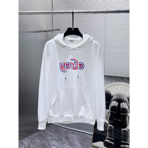 ホワイト レッド&ブルー ロゴプリント パーカー ケンゾー  KENZO 偽物 秋冬 クリーン モダンな 注目