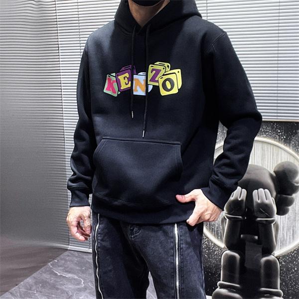 ブラック カラフルブロックロゴ パーカー KENZO ケンゾー コピー 秋冬 カラフルで個性的な トレンド