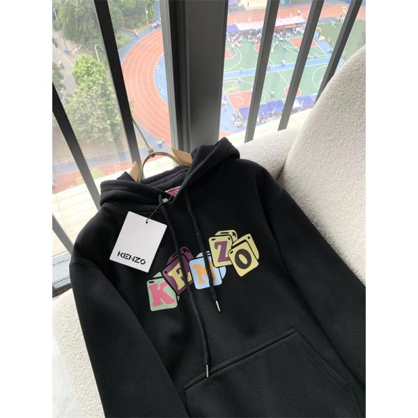 ブラック カラーブロック KENZOロゴ パーカースウェット スーパーコピー 秋冬 個性的 人気モデル
