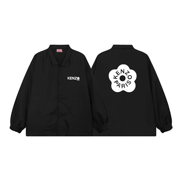 ケンゾー ブラック ホワイトフラワー KENZOロゴ ジャケット コピー 秋冬 清潔感 当店イチオシ