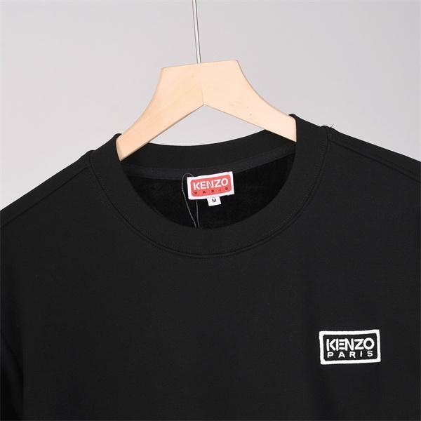 ケンゾー ブラック 起毛 スモール KENZOロゴ クルーネックスウェット コピー 秋冬 シンプル トレンド