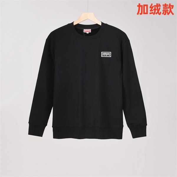  ケンゾー ブラック 起毛 スモール KENZOロゴ クルーネックスウェット コピー 秋冬 シンプル トレンド