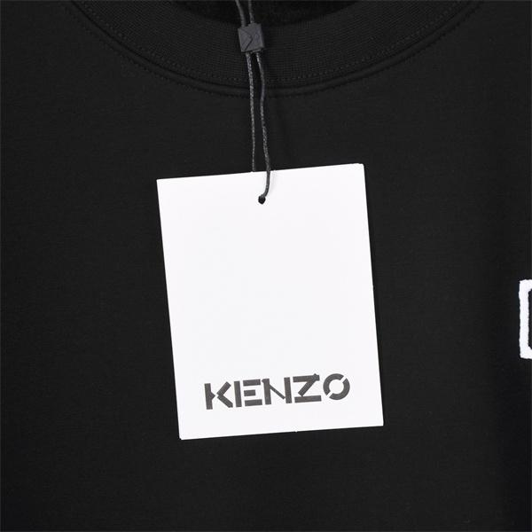  ケンゾー ブラック 起毛 スモール KENZOロゴ クルーネックスウェット コピー 秋冬 シンプル トレンド