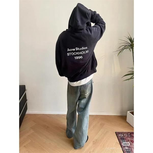 アクネ ストゥディオズ Acne Studios ブラック ロゴプリント パーカー コピー 秋冬 ミニマル ストリートな 定番アイテム 