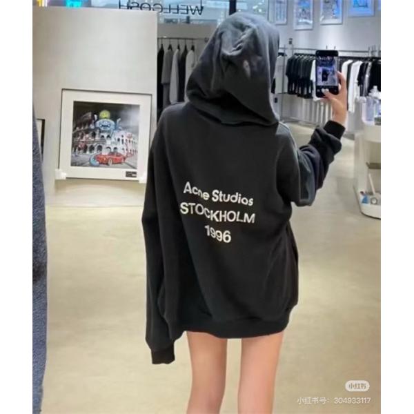 アクネ ストゥディオズ Acne Studios ブラック ロゴプリント パーカー コピー 秋冬 ミニマル ストリートな 定番アイテム 