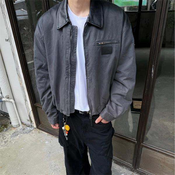 グレー ヴィンテージ加工 シンプル ジャケット 偽物 秋冬 モダン 落ち着いた アクネ ストゥディオズ Acne Studios 注目
