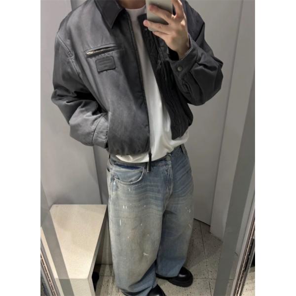 グレー ヴィンテージ加工 シンプル ジャケット 偽物 秋冬 モダン 落ち着いた アクネ ストゥディオズ Acne Studios 注目