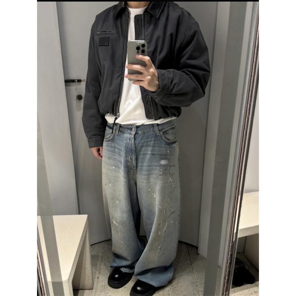 グレー ヴィンテージ加工 シンプル ジャケット 偽物 秋冬 モダン 落ち着いた アクネ ストゥディオズ Acne Studios 注目