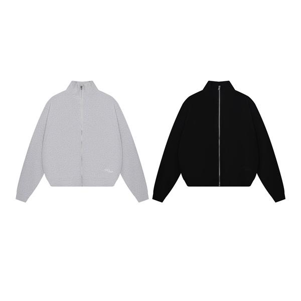 ストゥディオズ ライトグレー × ブラック プリント ジップジャケット Acne Studios コピー 秋冬シンプル 定番