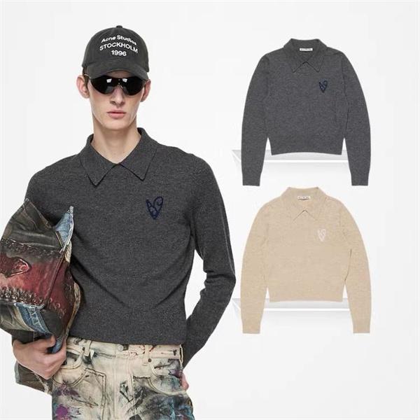 ダークグレー × ベージュ POLO セーター ストゥディオズ Acne Studios 偽物 秋冬洗練された 注目