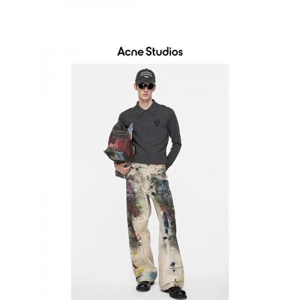 ダークグレー × ベージュ POLO セーター ストゥディオズ Acne Studios 偽物 秋冬洗練された 注目