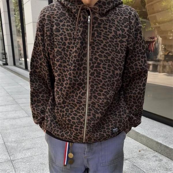 Supreme 激安 フリース フーディ SS25 豹柄 サーマルパーカー メンズ レディース ジップアップ ストリート人気