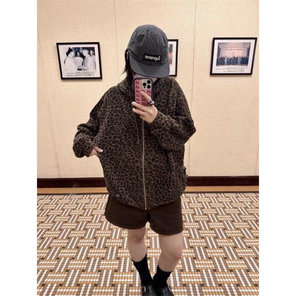 Supreme 激安 フリース フーディ SS25 豹柄 サーマルパーカー メンズ レディース ジップアップ ストリート人気