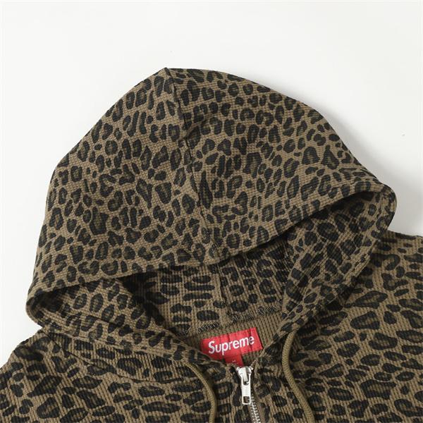 Supreme 激安 フリース フーディ SS25 豹柄 サーマルパーカー メンズ レディース ジップアップ ストリート人気