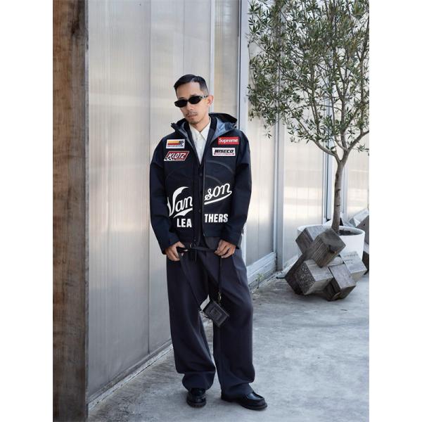 Supreme × Vanson 激安 FW25 GORE-TEX シェルジャケット メンズ 防水 刺繍ロゴ バイカー仕様 アウター  （关键