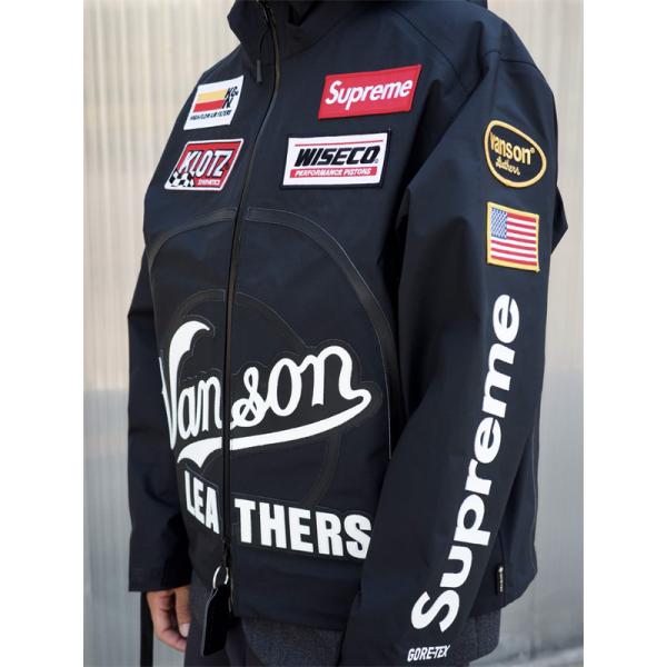 Supreme × Vanson 激安 FW25 GORE-TEX シェルジャケット メンズ 防水 刺繍ロゴ バイカー仕様 アウター  （关键