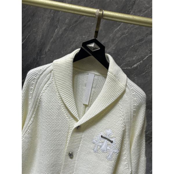 グレー 質感豊かな十字刺繍 カーディガン 数量限定 秋冬高級アイテム クロムハーツ 偽物 Chrome Hearts ニット