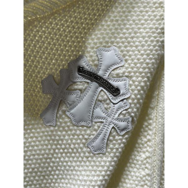 グレー 質感豊かな十字刺繍 カーディガン 数量限定 秋冬高級アイテム クロムハーツ 偽物 Chrome Hearts ニット