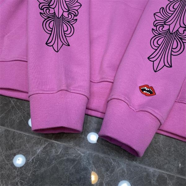 クロムハーツ コピー Chrome Hearts パーカー 数量限定 ピンク 袖部刺繍ロゴ 保温性抜群 秋冬高級トレンド