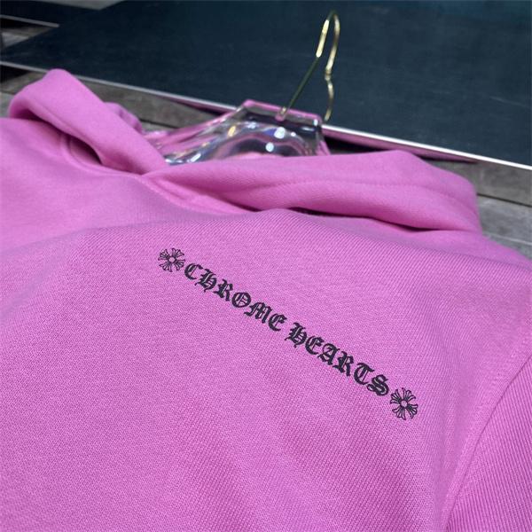 クロムハーツ コピー Chrome Hearts パーカー 数量限定 ピンク 袖部刺繍ロゴ 保温性抜群 秋冬高級トレンド