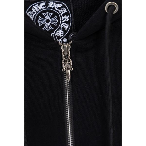 クロムハーツ コピー Chrome Hearts パーカー 新作 ブラック 十字刺繍 小ロゴ 快適フルジップ 秋冬注目トレンド