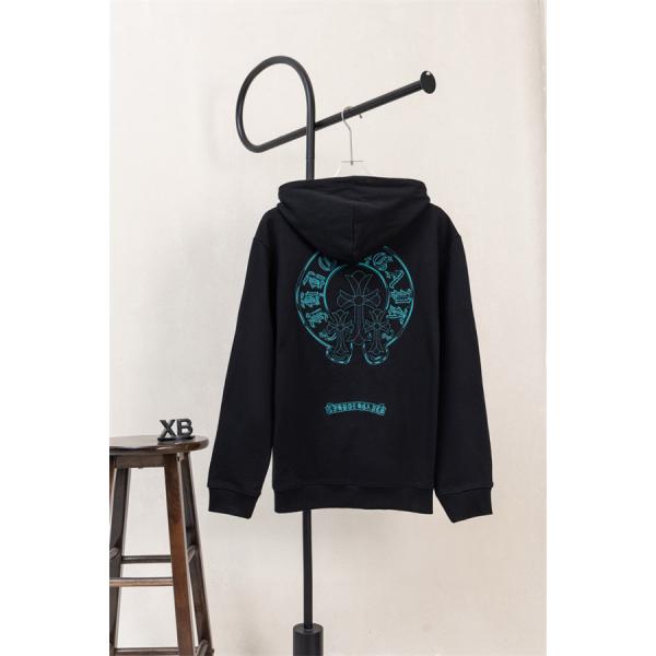 注目 ブラック 青色円ロゴ 質感豊かフルジップ トレンド最前線 秋冬人気 クロムハーツ 偽物  Chrome Hearts パーカー