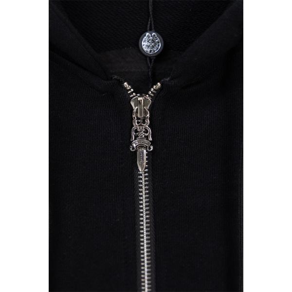 注目 ブラック 青色円ロゴ 質感豊かフルジップ トレンド最前線 秋冬人気 クロムハーツ 偽物  Chrome Hearts パーカー