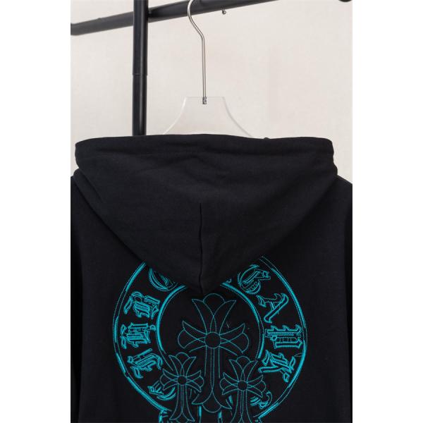 注目 ブラック 青色円ロゴ 質感豊かフルジップ トレンド最前線 秋冬人気 クロムハーツ 偽物  Chrome Hearts パーカー