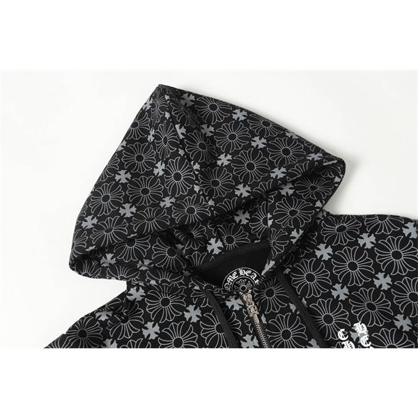 クロムハーツ コピー Chrome Hearts パーカー 話題 ホワイト × スカイブルー 星柄フルジップ 快適着心地 2025秋冬注目 