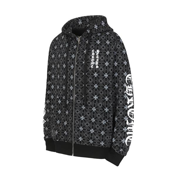 クロムハーツ コピー Chrome Hearts パーカー 話題 ホワイト × スカイブルー 星柄フルジップ 快適着心地 2025秋冬注目 