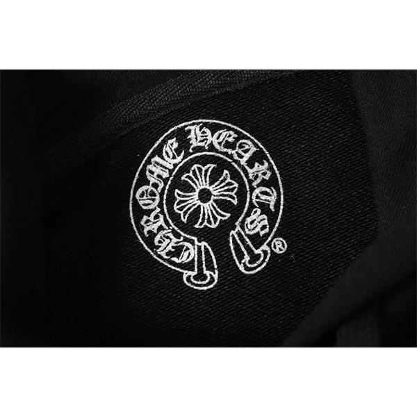 クロムハーツ コピー Chrome Hearts パーカー 人気 ホワイト × ブラック 袖ロゴ クルーネック 上質素材 2025秋冬定番