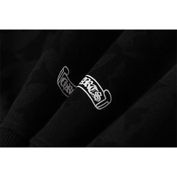  クロムハーツ コピー Chrome Hearts パーカー 売れ筋 ブラック 総柄 × フラワーモチーフ 存在感デザイン 2025秋冬コーデ