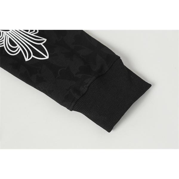  クロムハーツ コピー Chrome Hearts パーカー 売れ筋 ブラック 総柄 × フラワーモチーフ 存在感デザイン 2025秋冬コーデ