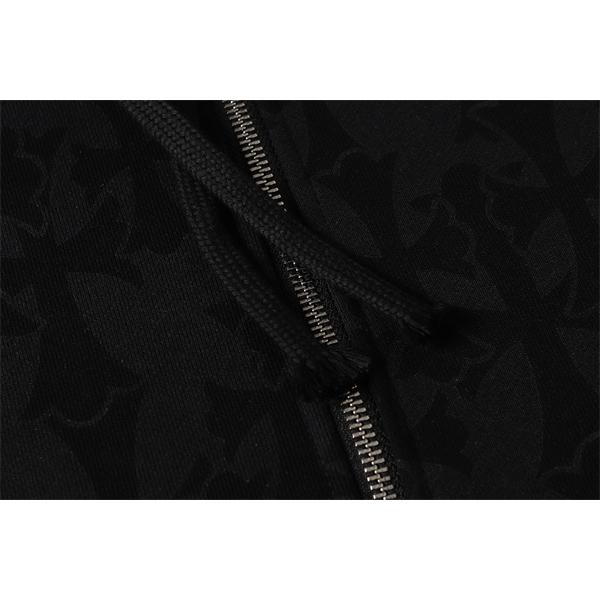  クロムハーツ コピー Chrome Hearts パーカー 売れ筋 ブラック 総柄 × フラワーモチーフ 存在感デザイン 2025秋冬コーデ