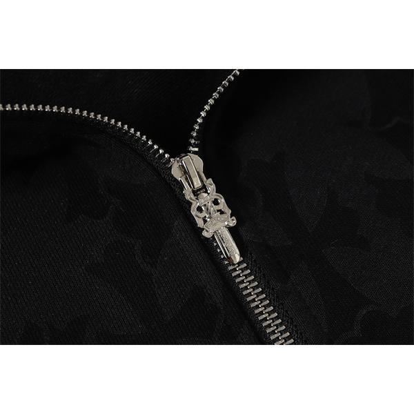  クロムハーツ コピー Chrome Hearts パーカー 売れ筋 ブラック 総柄 × フラワーモチーフ 存在感デザイン 2025秋冬コーデ