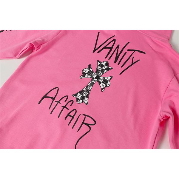 当店イチオシ ピンク チェッカークロス 背面アートロゴ 冬仕様 2025秋冬対応 クロムハーツ 偽物 Chrome Hearts パーカー