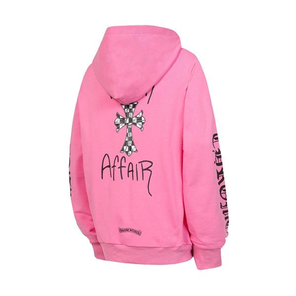 当店イチオシ ピンク チェッカークロス 背面アートロゴ 冬仕様 2025秋冬対応 クロムハーツ 偽物 Chrome Hearts パーカー