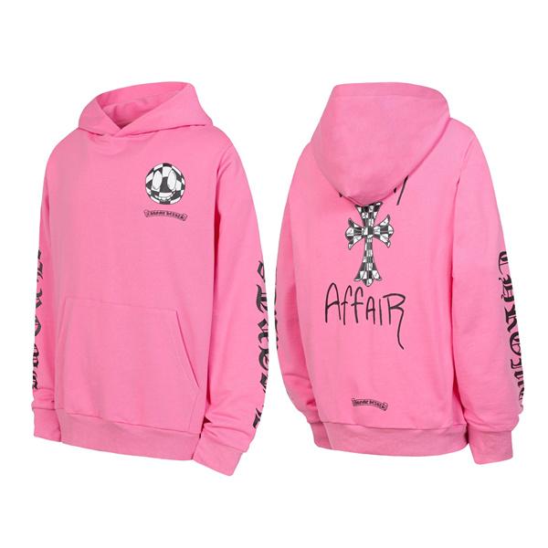 当店イチオシ ピンク チェッカークロス 背面アートロゴ 冬仕様 2025秋冬対応 クロムハーツ 偽物 Chrome Hearts パーカー