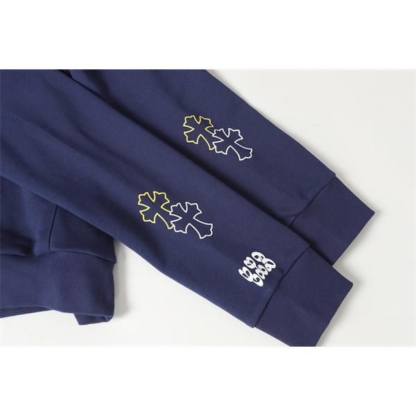 新登場 ネイビー × イエロークロス 本格派 温か素材 2025秋冬準備 クロムハーツ スーパーコピー Chrome Hearts パーカー