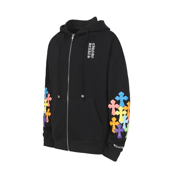 レア ホワイト × マルチカラーロゴ カラフル刺繍 着心地最高 2025秋冬定番 クロムハーツ コピー Chrome Hearts パーカー