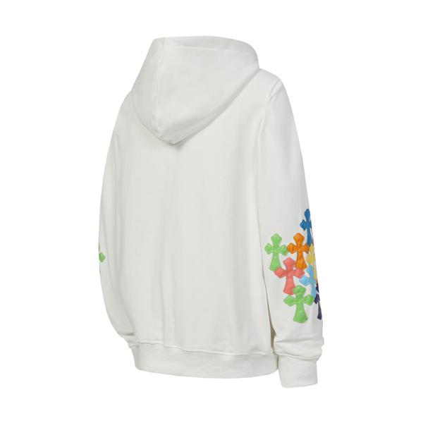 レア ホワイト × マルチカラーロゴ カラフル刺繍 着心地最高 2025秋冬定番 クロムハーツ コピー Chrome Hearts パーカー