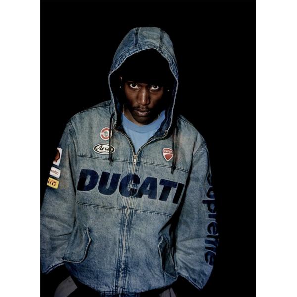 Supreme×DUCATI 激安 SS24 レーシングフーディージャケット 男女兼用 ダブルポケット ジップアップ 外套