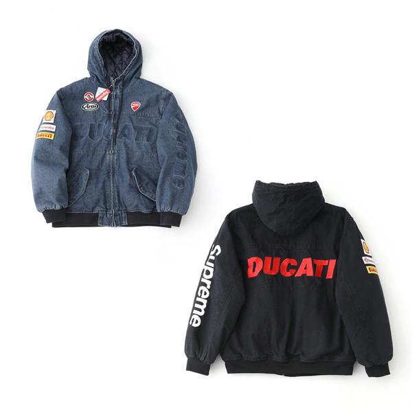 Supreme×DUCATI 激安 SS24 レーシングフーディージャケット 男女兼用 ダブルポケット ジップアップ 外套